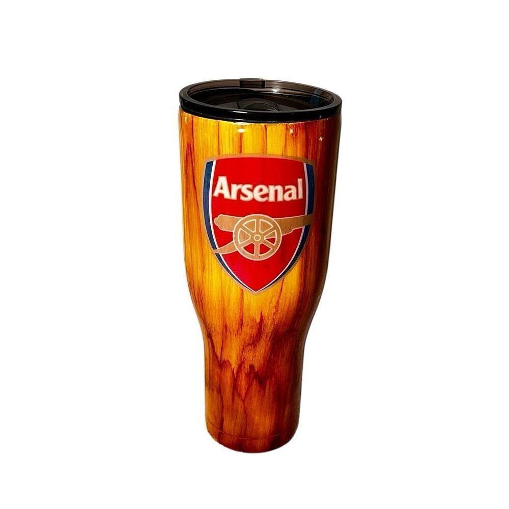 Arsenal Football Club Tumbler W Rustic Wood Faux Finish & Prominent Team Crest